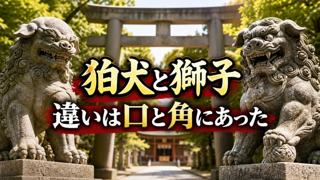 狛犬と獅子の違いは口と角にあった｜知ると参拝が10倍楽しくなる見分け方ガイドのアイキャッチ画像