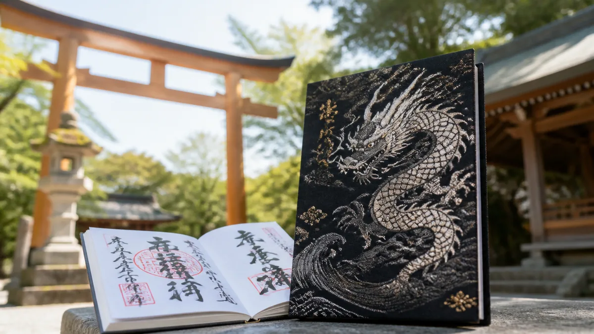 御朱印帳がかっこいい神社15選｜龍・武将・黒地デザインの人気御朱印帳を紹介のアイキャッチ画像